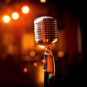 Retro microphone on stage