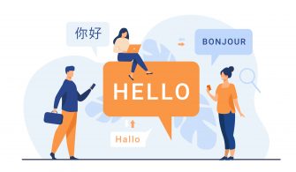 People using online translation app