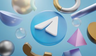 Telegram Logo Around 3D Rendering Abstract Shape Background