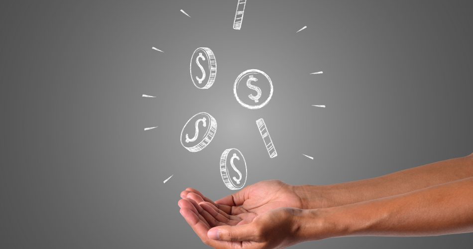 The money writes with white chalk is on hand, draw concept.