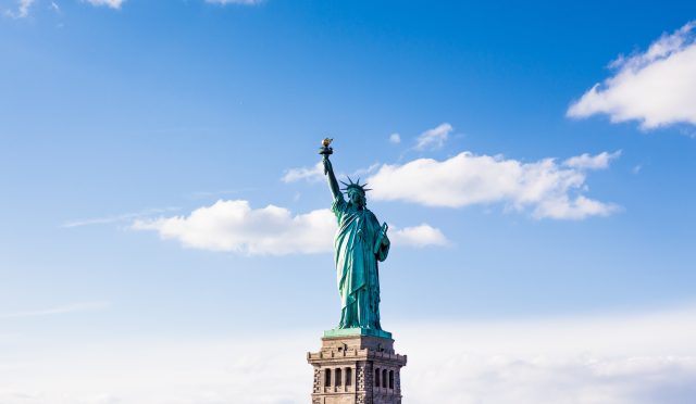 The Statue of Liberty with cloudy beautiful sky